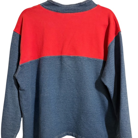 Vintage Elizabeth Liz&Co Quarter Zip Red Blue Striped 100% Cotton Pullover - M - Picture 3 of 8